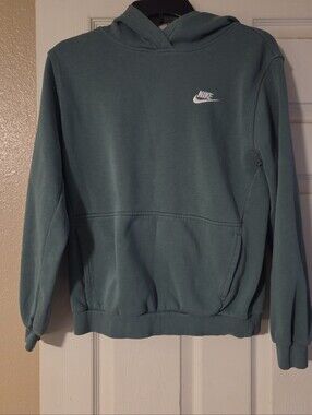 Nike Teen - Teal Green Pullover Hoodie - Small Swoosh Logo. Check Measurements